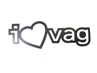 Naklejka I love VAG czarna 15cm