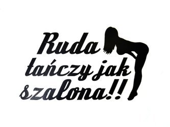 Naklejka ruda tańczy jak szalona czarna 15cm